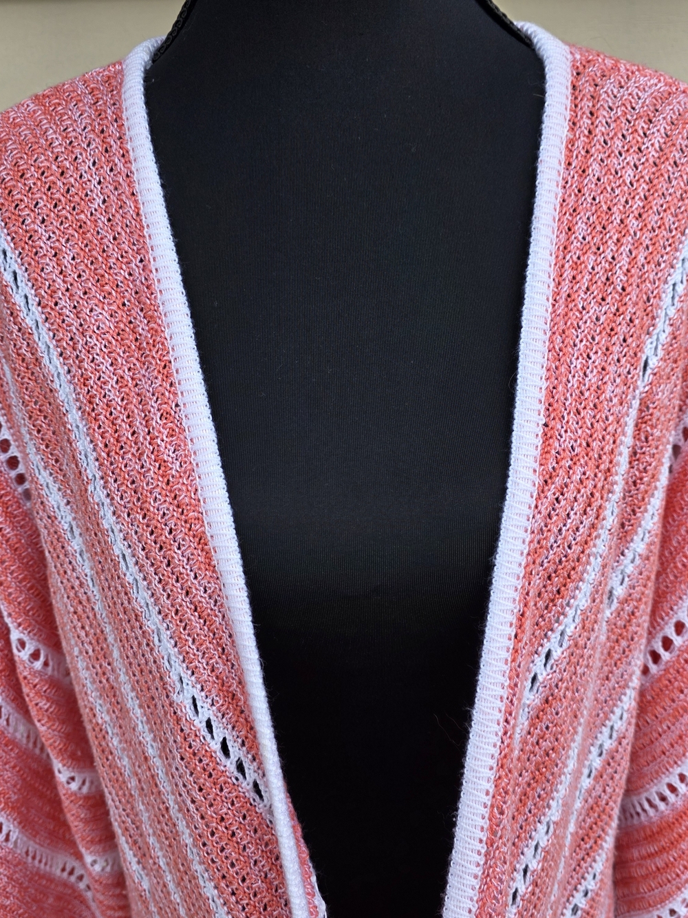 Christopher & Banks XL Coral Open Knit Cardigan Lightweight Boho - Picture 2 of 10